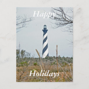 Postal Festiva Faro de Cape Hatteras Felices Fiestas
