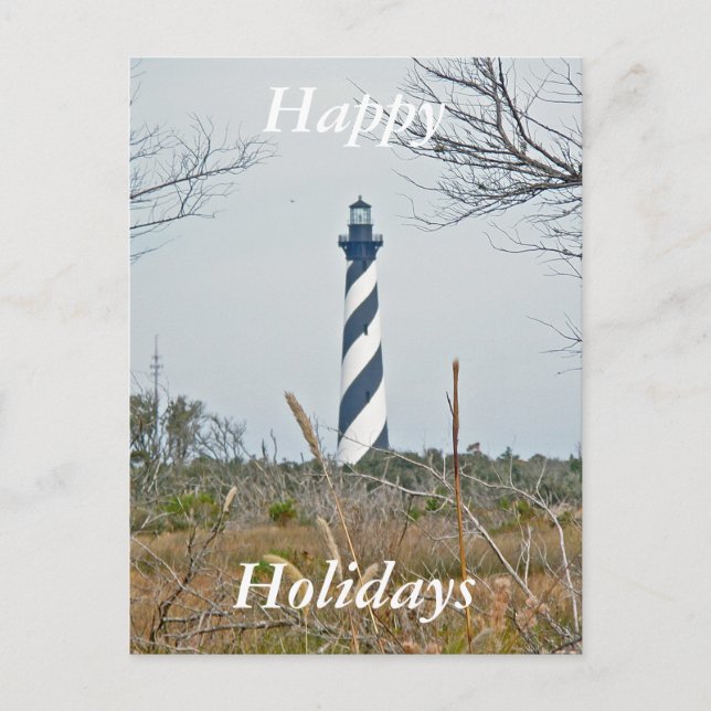 Postal Festiva Faro de Cape Hatteras Felices Fiestas (Anverso)