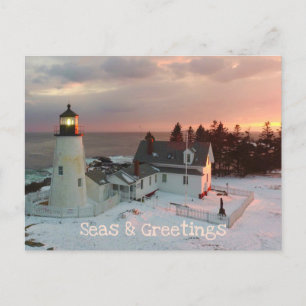 Postal Festiva Faro de Navidades Rubor de Seasons Greetings
