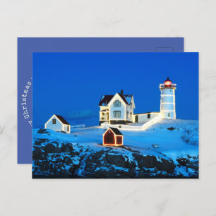 Postal Festiva Faro de nubble navideño