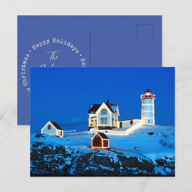 Postal Festiva Faro de nubble navideño (Anverso / Reverso)