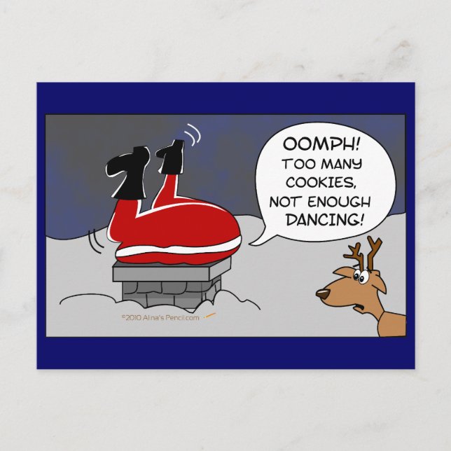 Postal Festiva Fat Stuck Santa Funny Navidades bailando Personali (Anverso)