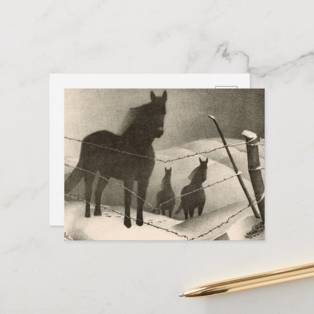 Postal Festiva Febrero por Grant Wood (Anverso/Reverso In Situ)