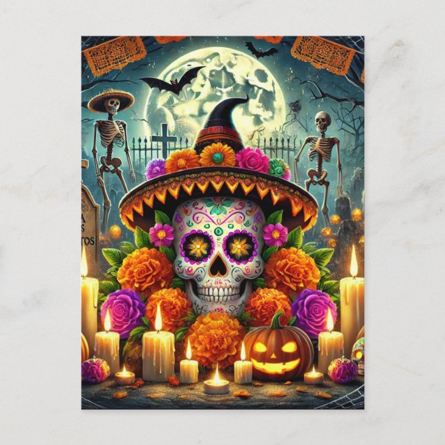 Postal Festiva Felices Almohadillas de Ratón Halloween  (Anverso)