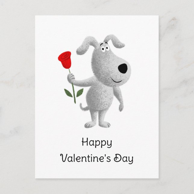 Postal Festiva Felices cachorros de Perro Rojo de San Valentín (Anverso)