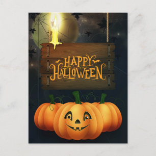 Postal Festiva Felices Calabazas de Halloween