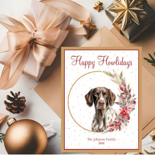 Postal Festiva Felices días aulladores Perro Pointer Alemán Lindo