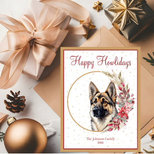 Postal Festiva Felices días de Howlida adorable perro pastor alem
