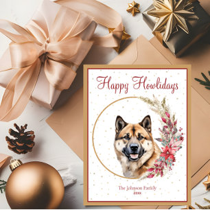 Postal Festiva Felices días de Howlida Cute Akita Perro