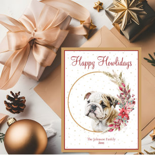 Postal Festiva Felices días de Howlida Cute English Bulldog