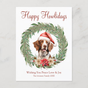 Postal Festiva Felices días festivos adorable perro Brittany Span