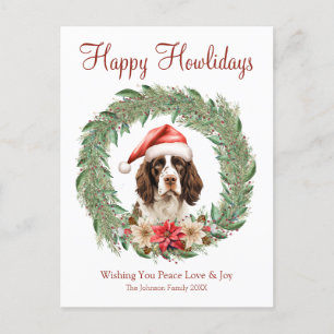 Postal Festiva Felices días festivos adorable perro Springer Span