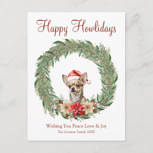 Postal Festiva Felices días festivos Perrito Chihuahua Adorable
