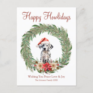 Postal Festiva Felices días festivos perrito dálmata adorable