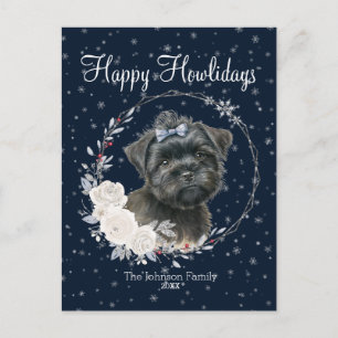 Postal Festiva Felices días festivos perro Affenpinscher lindo