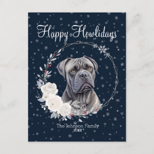 Postal Festiva Felices días festivos perro Cane Corso lindo