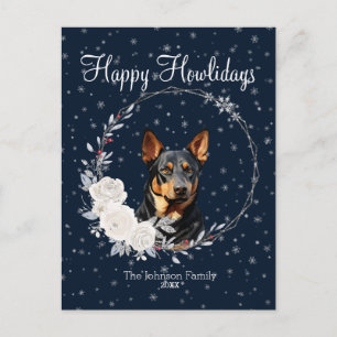 Postal Festiva Felices días festivos perro Doberman Pinscher lind