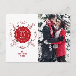 Postal Festiva Felices Fiestas Amor Paz Alegría Fello Ornamentado