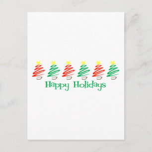 Postal Festiva Felices Fiestas (Árboles de Navidad)