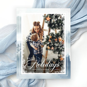 Postal Festiva Felices Fiestas Azul Moderno