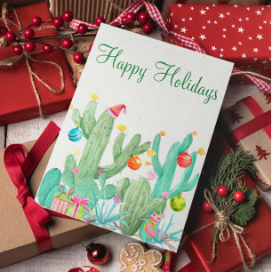 Postal Festiva Felices Fiestas Cactus del Desierto Suroeste
