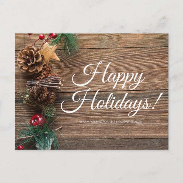 Postal Festiva Felices fiestas, cálidos deseos (Anverso)