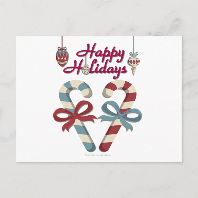 Postal Festiva Felices fiestas Candy Cane Heart (Anverso)