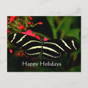 Postal Festiva Felices fiestas, cebra longwing