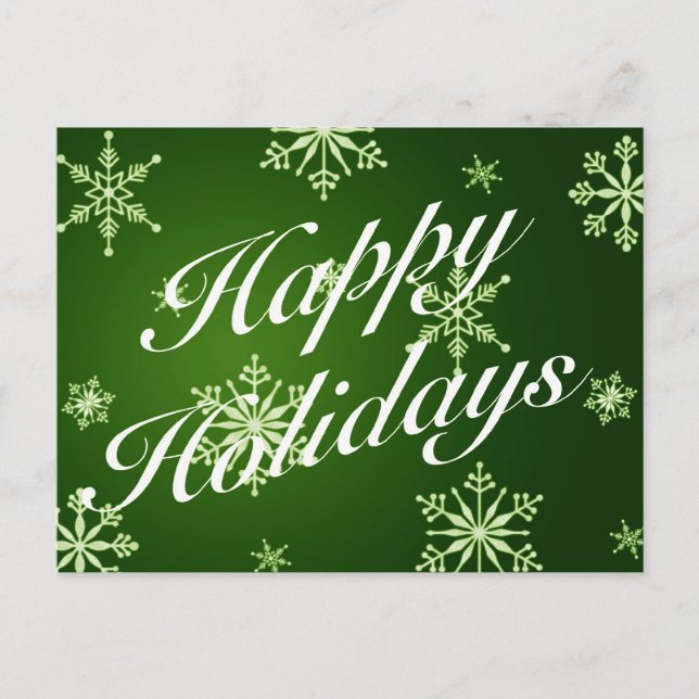 Postal Festiva Felices Fiestas coincidiendo con elementos - Verde (Anverso)