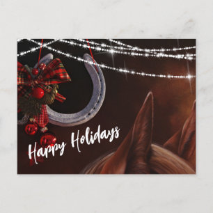 Postal Festiva Felices fiestas de caballos y Navidades de herradu