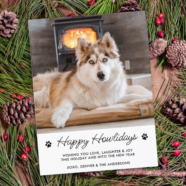 Postal Festiva Felices Fiestas De La Foto Del Mascota Perro Cute (Subido por el creador)