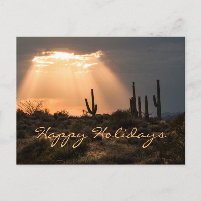 Postal Festiva Felices fiestas de luz en el desierto (Anverso)