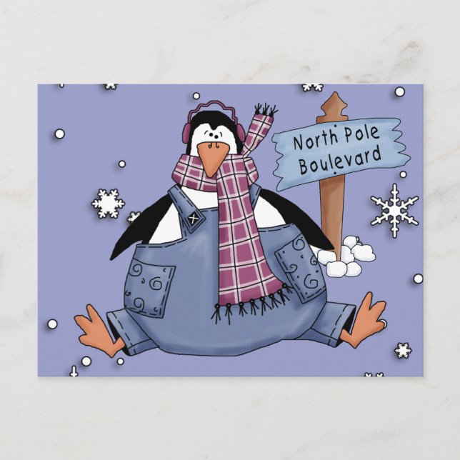 Postal Festiva Felices Fiestas de Pingüino (Anverso)