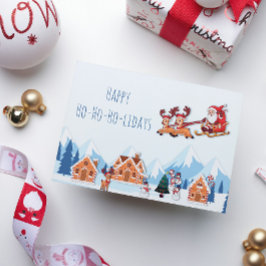 Postal Festiva Felices fiestas de Santa Navidades de Invierno