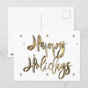 Postal Festiva Felices Fiestas Diamantes Blancos Moda del guión d