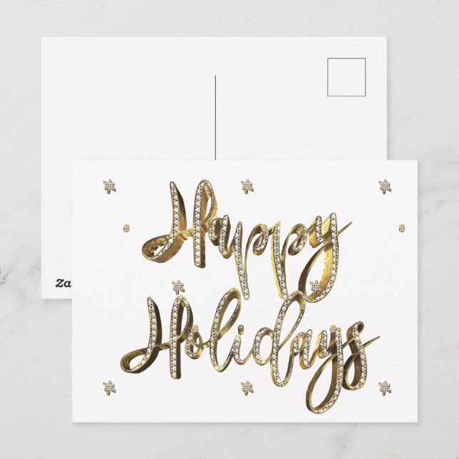 Postal Festiva Felices Fiestas Diamantes Blancos Moda del guión d (Anverso / Reverso)