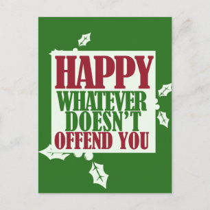 Postal Festiva Felices fiestas divertidas frente a humor navideño