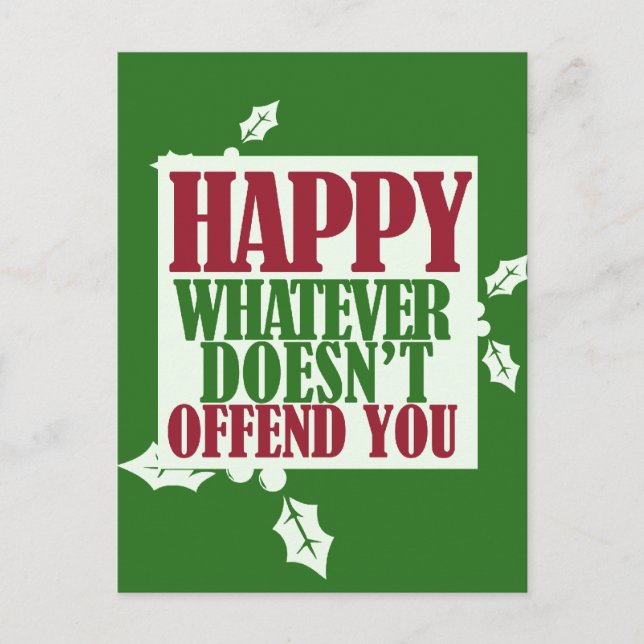 Postal Festiva Felices fiestas divertidas frente a humor navideño (Anverso)