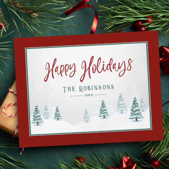 Postal Festiva Felices Fiestas Elegantes Árboles de Invierno del  (Subido por el creador)