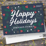 Postal Festiva Felices Fiestas Foliage de Holly Berries<br><div class="desc">Disponible aquí: http://www.zazzle.com/selectpartysupplies</div>