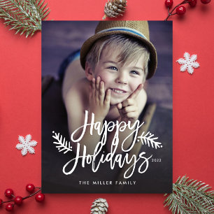 Postal Festiva Felices Fiestas Foto Completa Chic Letra a Mano