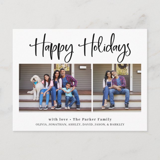 Postal Festiva Felices fiestas| Foto moderna de dos (Anverso)