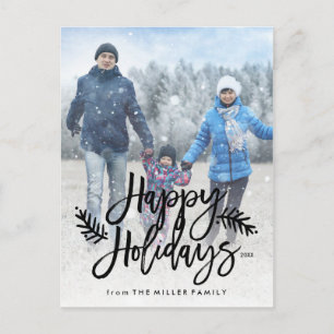 Postal Festiva Felices Fiestas, Moda de fotos completa con mano d