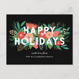 Postal Festiva Felices Fiestas Modernas Audaces Nombre de Familia