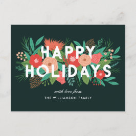 Postal Festiva Felices Fiestas Modernas Audaces Nombre de Familia