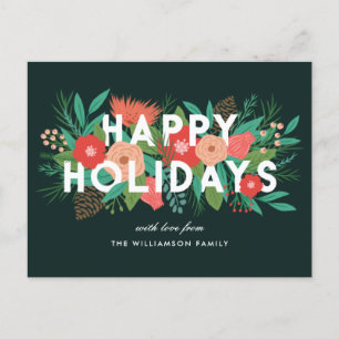 Postal Festiva Felices Fiestas Modernas Audaces Nombre de Familia