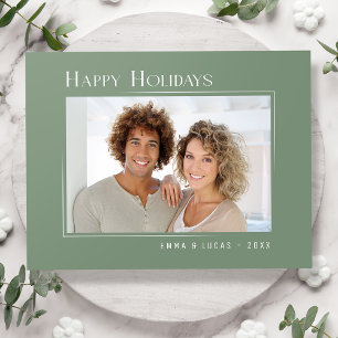 Postal Festiva Felices Fiestas Modernas Elegantes Sage Green