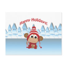 ¡Felices Fiestas! Mono del invierno