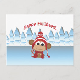 Postal Festiva ¡Felices Fiestas! Mono del invierno