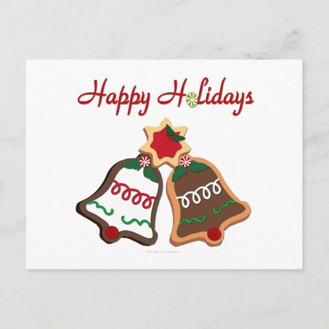 Postal Festiva Felices fiestas Navidades Cookie Bells (Anverso)